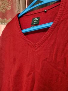 Men's Red V-Neck Sweater