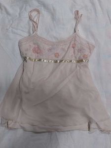 Blush pink beaded babydoll top 🩷