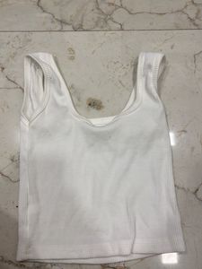 White Ribbed Tank Top