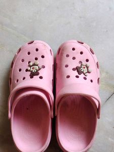 Cute Pink Clogs with Bear Detail