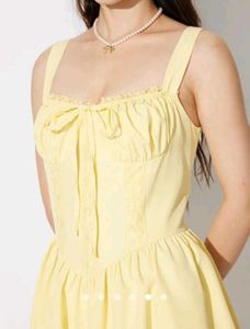 Savana Yellow Lace-Up Mini Dress