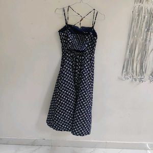Navy Blue Printed Summer Dress
