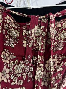 Flared Red Printed Skirt
