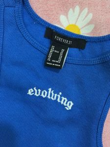 Forever 21 Blue Ribbed Crop Tank