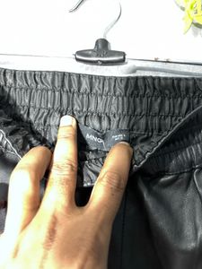 Mango Black Faux Leather Shorts