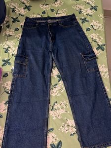 Blue Denim Cargo Jeans
