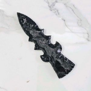 Hand Knapped Black Obsidian Knife