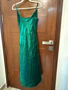 Emerald Green Satin Slip Dress
