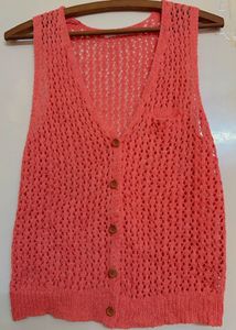 Crochet woollen Sleeveless Top/ Shrug