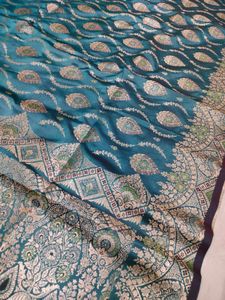 New Premium Dusty blue Banarasi Satin Silk Saree
