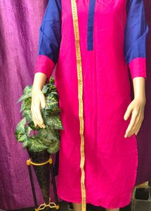 Vibrant Pink &amp; Blue Kurta contras colour