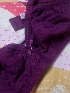 Purple Embroidered Bra