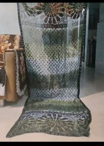 Elegant Green &amp; White Printed Dupatta