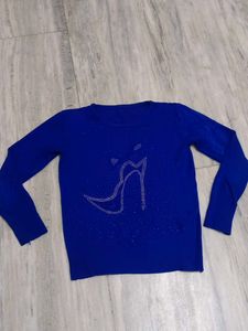 Blue Shoe Print Sweater