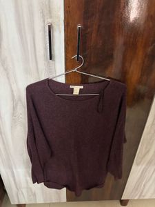 Maroon Ribbed Knit Sweater