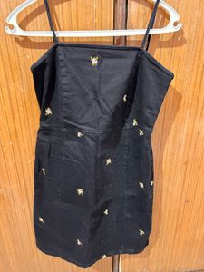 ONLY Black Bee Embroidered Mini Dress