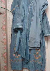 Designer Grey  Kurta with Straight Pants &amp; Plain D