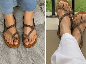 Braided Strap Brown Sandals