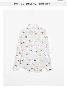 White Shirt With Bird Print