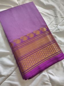 Beautiful Lavender Saree with Golden Border