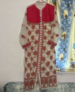 Elegant Embroidered georgette Lucknowi Kurta