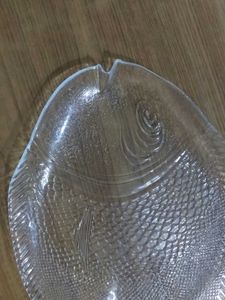 Large Glass Dinner Fish Shaped Serving Platter