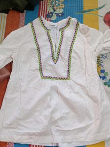 Embroidered White Cotton top