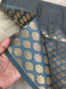 Elegant Teal Brocade Dress Material