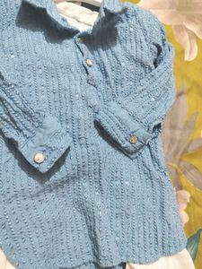 sky blue embroiderd pthani suit for kids