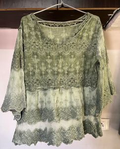 Green Embroidered Top