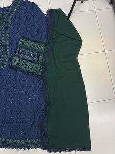 Beautiful  Blue Kurta Set with Green Pants