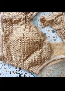 Gold Embroidered Saree Blouse