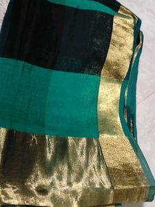 Elegant Teal and Black Saree