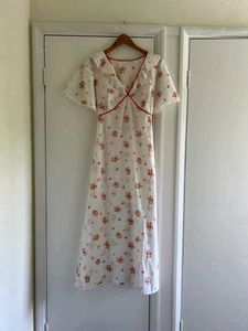 floral coquette cottagecore lace trim dress🍓🧺🥐