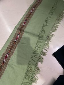 Light Green Embroidered shawl with Fringe