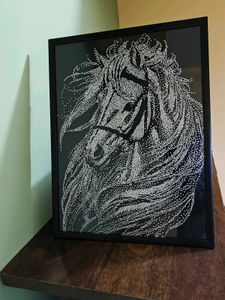 Handmade Rhinestone Horse Wall Art Black Framed