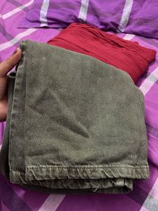 Olive Green Wide Leg Jeans
