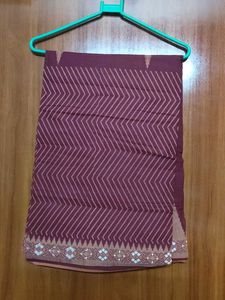 Elegant Maroon Saree with Chevron Pattern