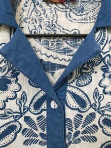 Blue &amp; White Floral Print Button-Down Dress