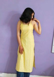 Chic Yellow Striped Kurta