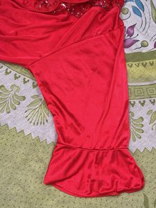 luxury wedding Red Satin Nightdress with shrug