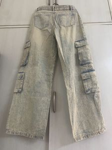 Acid Wash Baggy Fit Denim Cargo Pants