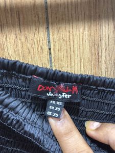 Black Smocked Square Neck Top
