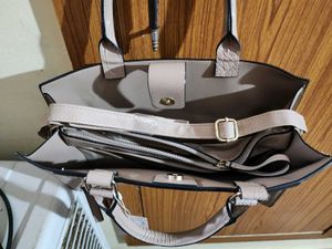 Stylish Taupe Faux Croc Trim Tote Bag(U.K)