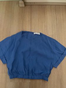 Blue Casual Short Sleeve Top