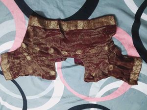 Maroon Brocade Blouse with Gold Motifs