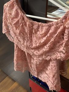 Peach Lace Off-Shoulder Top