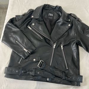 Zara Black Faux Leather Jacket