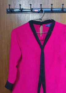 Pink Tie-Neck Top