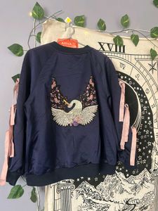 Embellished Swan Bomber Jacket